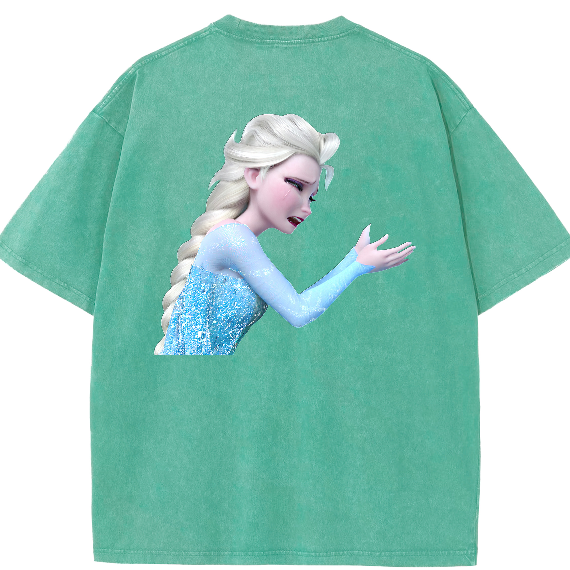 （画像用） アナと雪の女王 アンナ エルサ Frozen Anna Elsa 綿100% ヴィンテージ風 半袖Tシャツ（背面プリント）